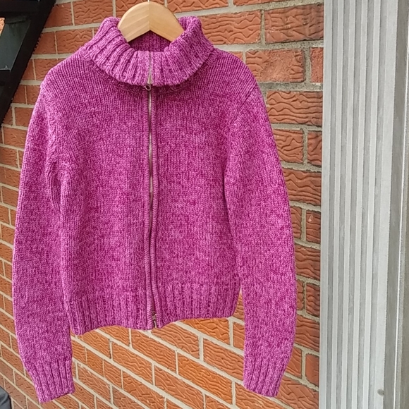 Roots Girl Double Zippered Purple Sweater Size 10 - Picture 7 of 10